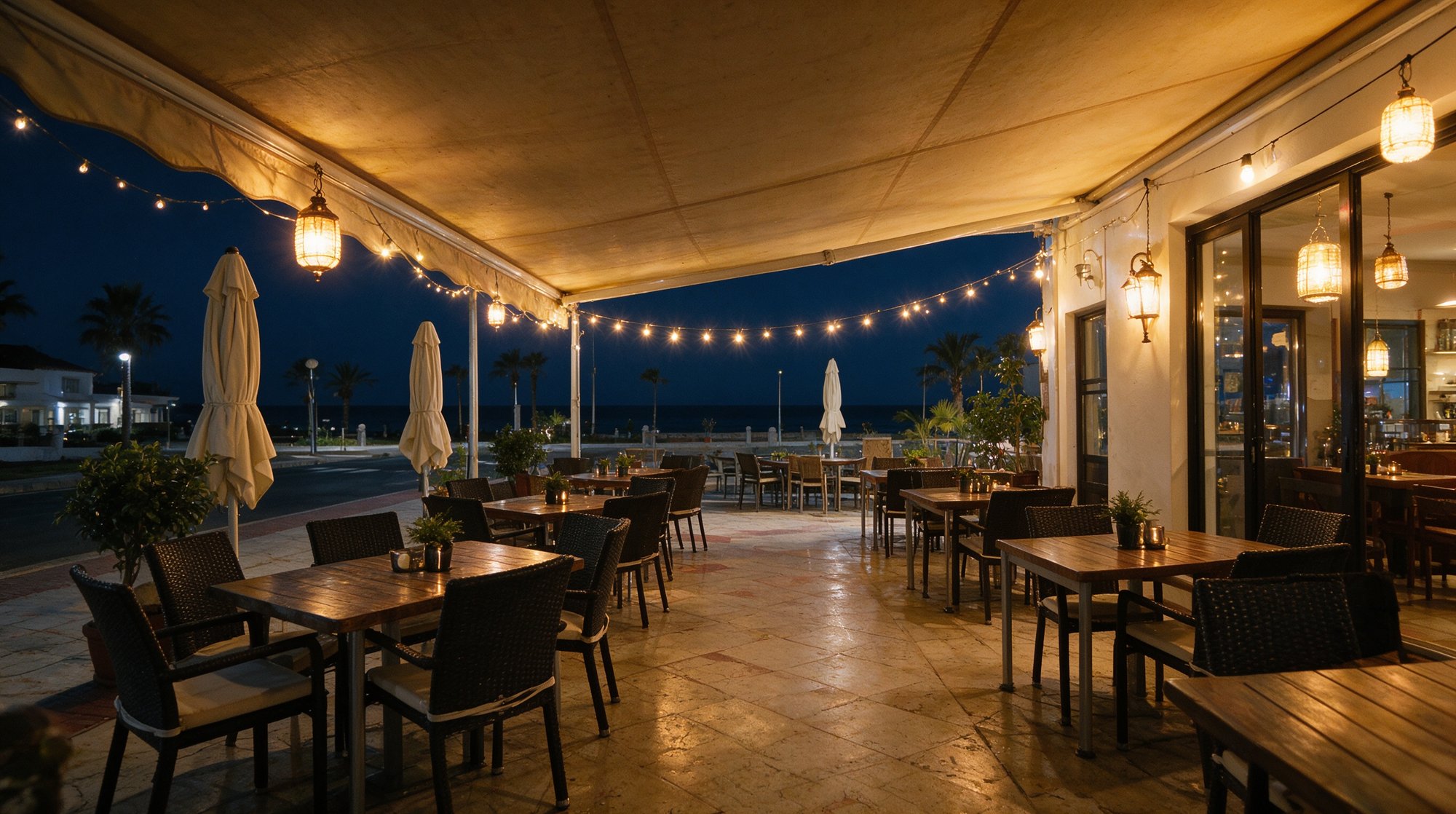 Terraza nocturna de Sal & Pimienta · Nerja